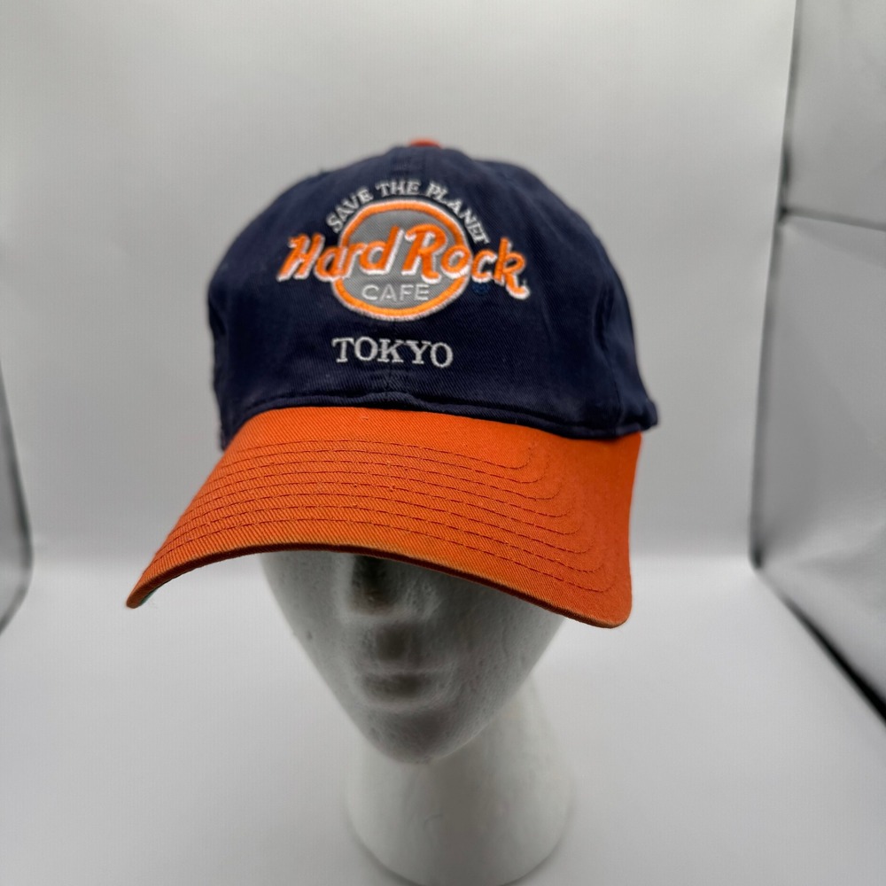 Hard‎ Rock Cafe Tokyo Hat Mens OSFM Navy Orange Snapback Tower of Rock Vintage